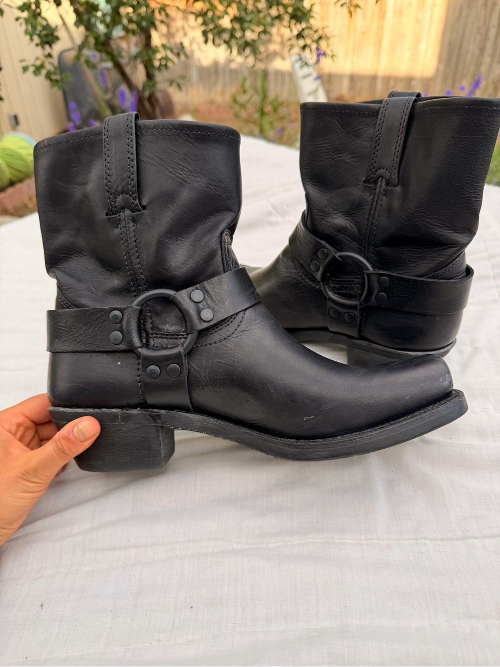 Brand new Frye Black Leather Harness Ankle Boots - Women size 10